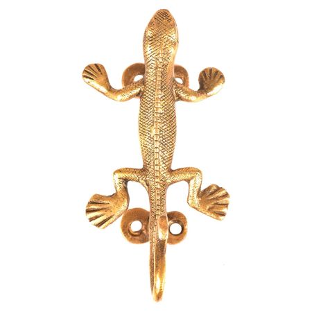 Brass Lizard Door Handle and Wall Hook