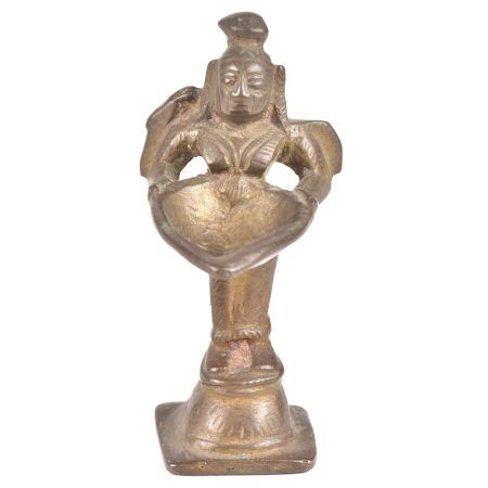 Brass Oil Lamp Diya Held By The Tribal Lady