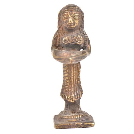 Brass Lady Holding A Diya In Her Hands Oil Lamp