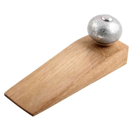Silver Round Ceramic Wooden Door Stopper
