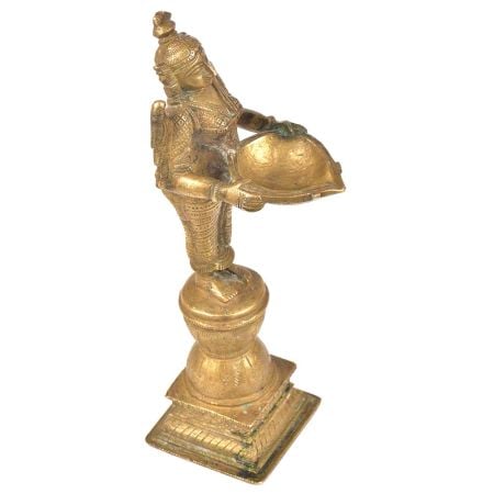 Lady Holding Diya In Her Hands Bronze Figurine