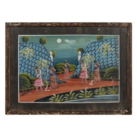 Krishna Teasing Gopis Miniature Painting With Frame