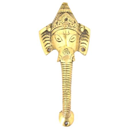Brass Elephant Handle With Fine Engraving
