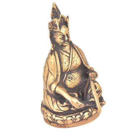 Bronze Nepalese Musician Sitting With A Triangle