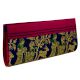 Navy Blue Pink Border Mythological Weave Pure Silk Baluchari Clutch Bag