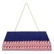 Navy Blue Pink Border Dhokra Sling Clutch Bag