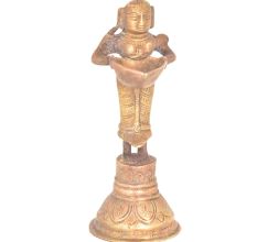 Brass Lady Holding Wick Lamp Deepak Arti Decor