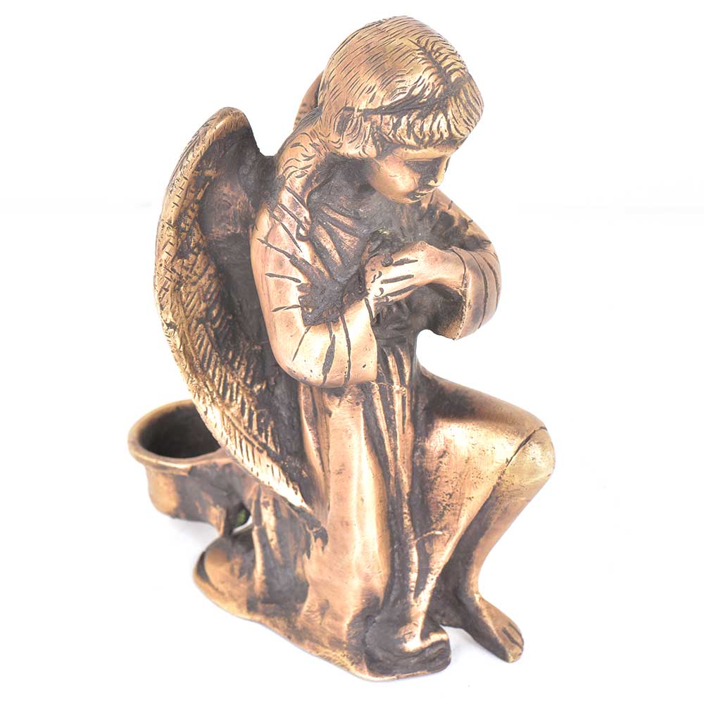 Brass Praying Angel Statue Candle Holder
