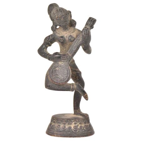 Bronze Tribal Lady Playing Sitara