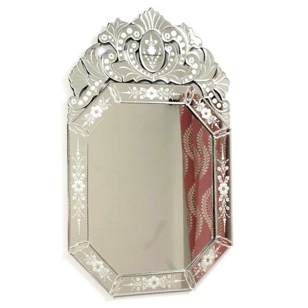 Octagonal Venetian Wall Mirror with Etched Glass Frame