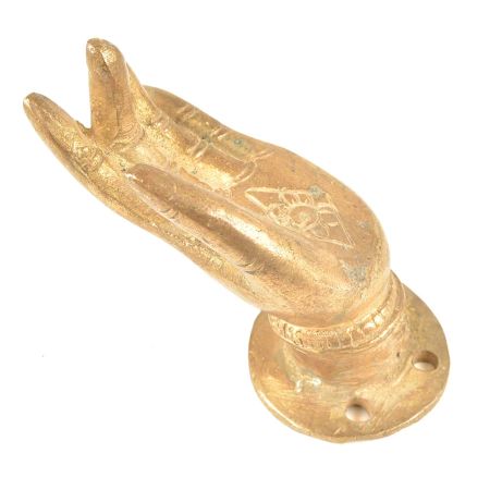 Brass  Buddhas Hand With Engraved Lotus Flower Door Pull
