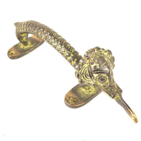 Tribal Elephant Brass Door Handle With Patina