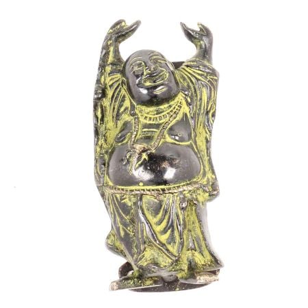 Vintage Brass Green Laughing Buddha Door Handle