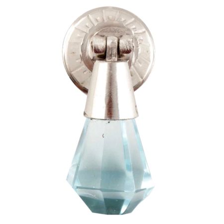 Turquoise Octagon Glass Pull Teardrop Dresser Knob 