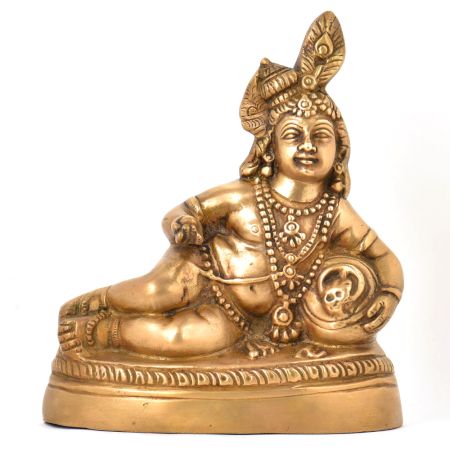 Brass Sitting Makhan Eating Krishna Idol