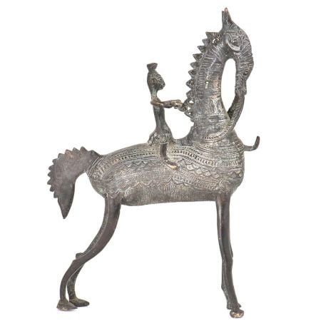 Brass Tribal Horse With A Rider On