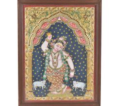 Lord Krishna Tanjore Painting with Frame