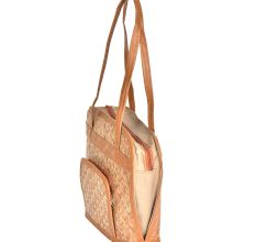 Eco Friendly  Bamboo  Handbag With Pocket And Faux Leather Handle