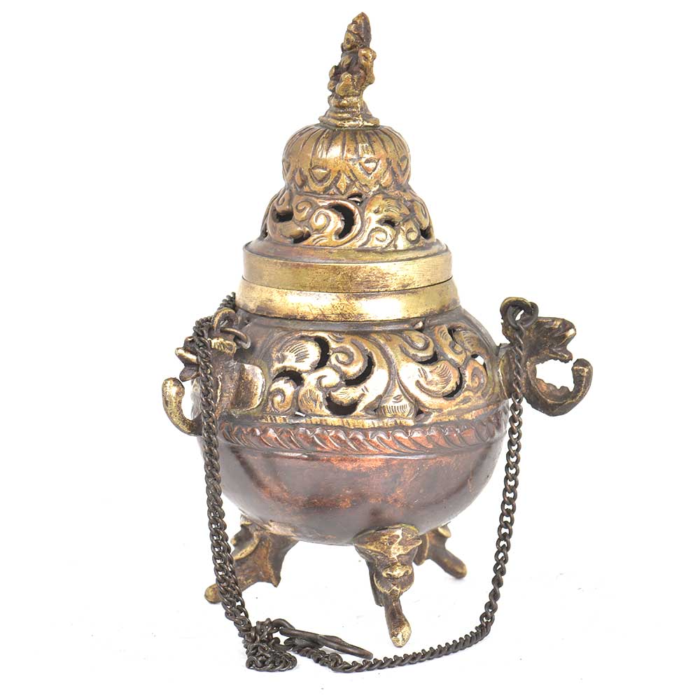 Copper And Brass Religious Incense Burner On Chain