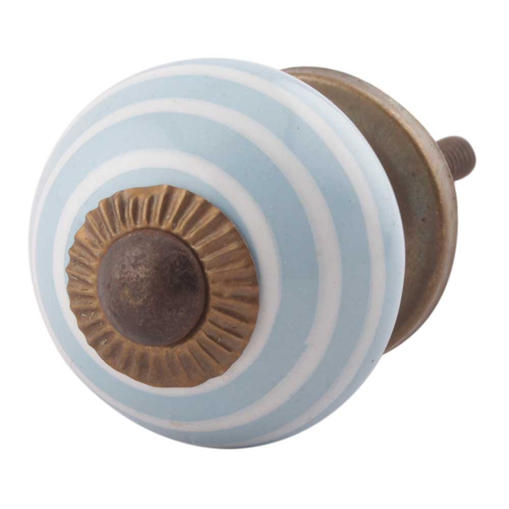 Turquoise Striped Small Ceramic Drawer Knobs Online