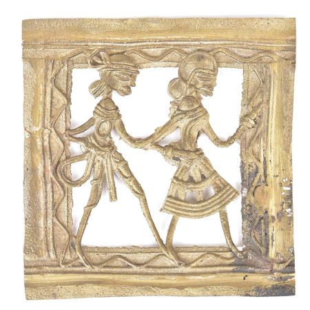 Brass Dhokra Rustic Wall Hanging Man & Woman Doing Daily Life  Activities