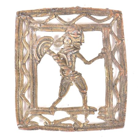Brass Rustic Dhokra Wall Art Hanging Man Holding An Axe