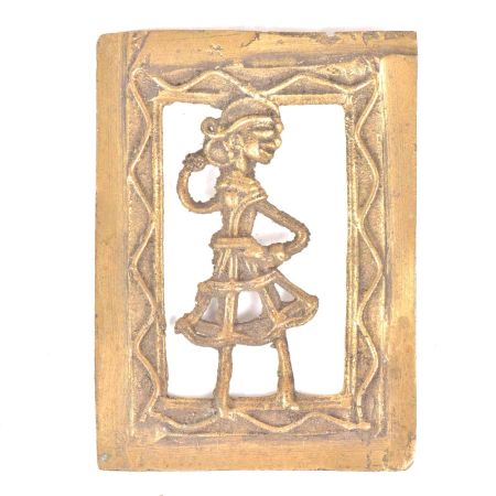 Brass Dhokra Wall Hanging Tribal Lady Dancing