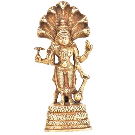 Brass Standing Vishnu On Sheshnaag