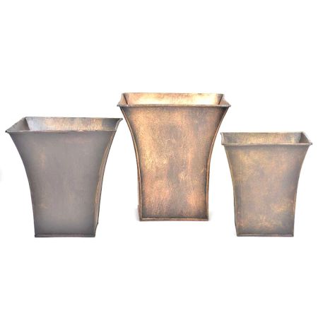 Bronze Color Metal Panter Pot In A Set Of 3