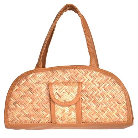 Eco Friendly Semi Circle Shaped  Bamboo Purse With Pocket