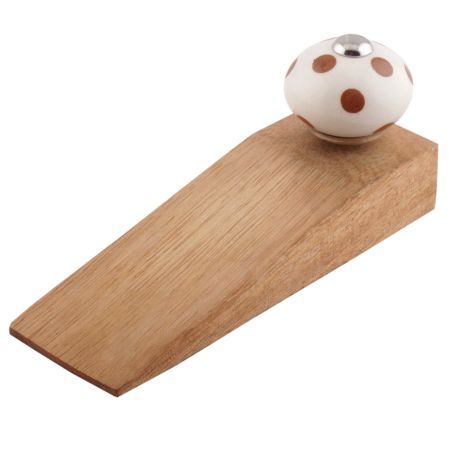 Brown Dotted Ceramic Floral Door Stopper