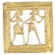 Framed Brass Dokra Musician With Dancer Wall Art