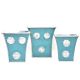 Blue Silver Engraved Metal Flower Pots and Planters In Set Of 3