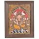 Lord Ganesha His Two Wives Tanjore Painting With Frame