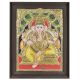 Framed Lord Ganesha in Yellow Dhoti  Tanjore painting
