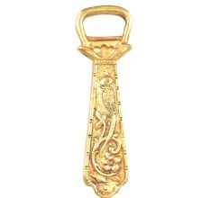 Brass Bottle Opener With Parrot & Flowers Engraved