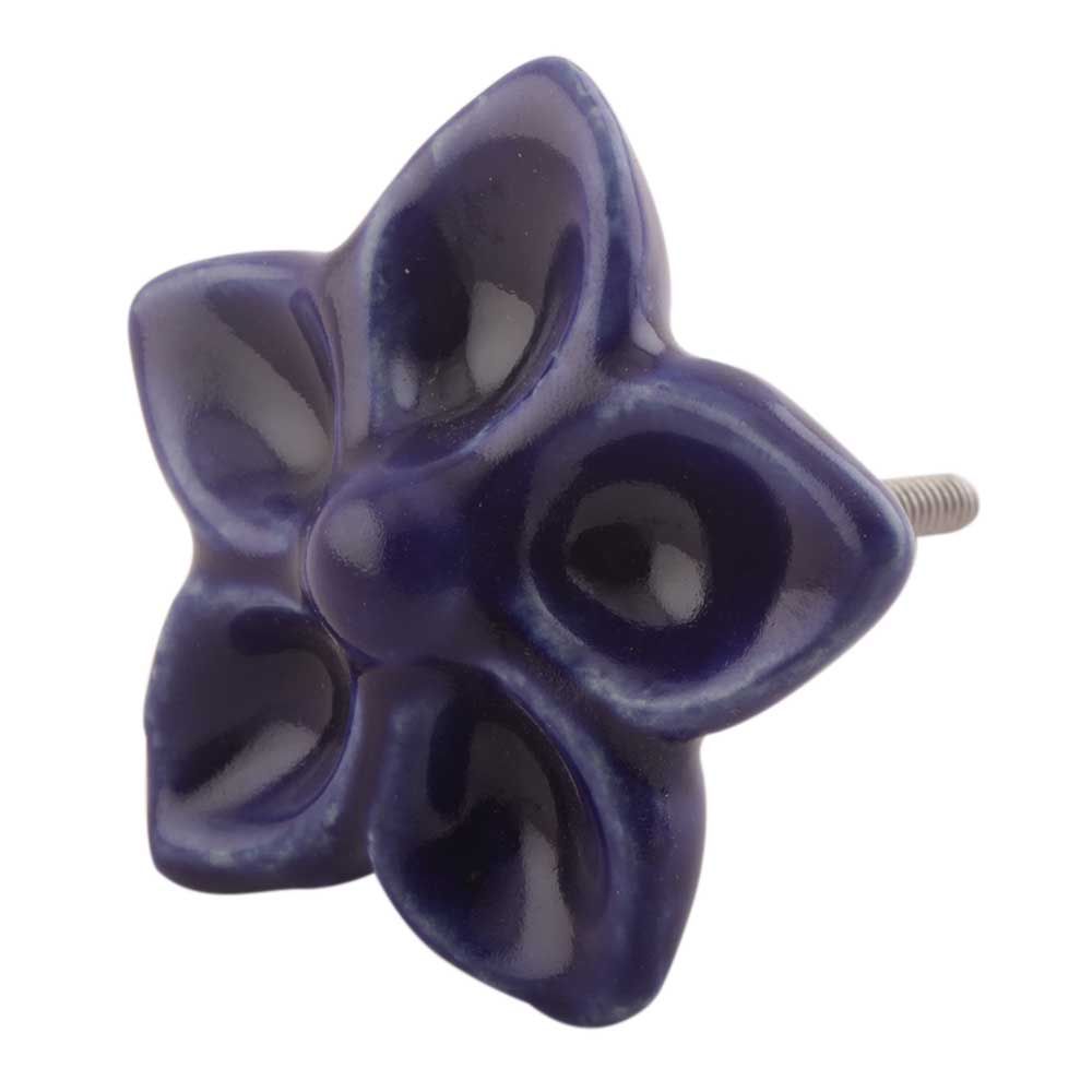Navy Blue Ceramic Dresser Flower Knob Online