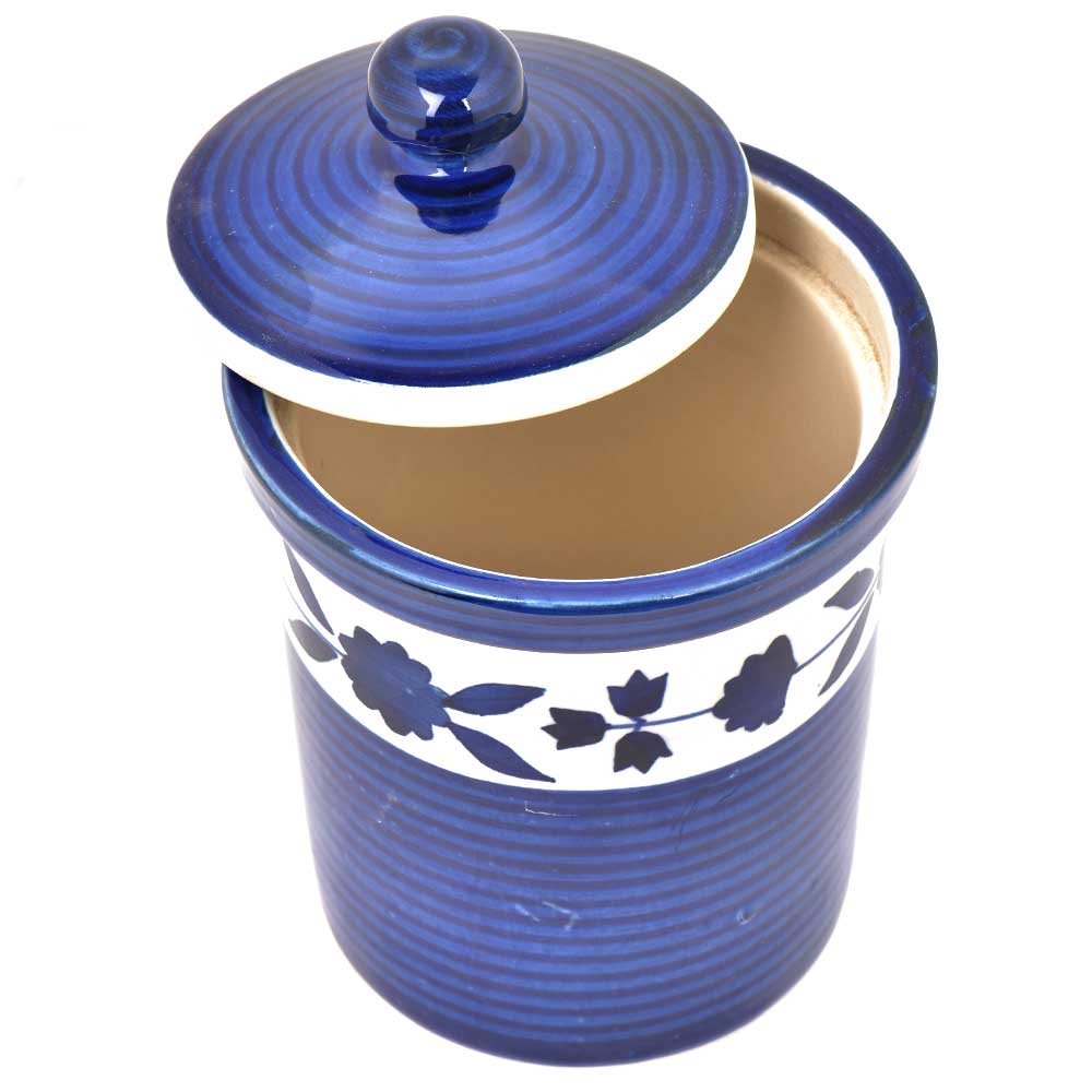 Blue Pottery Storage Lid Jar