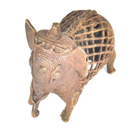 Brass Dhokra Art Elephant With Rustic Look