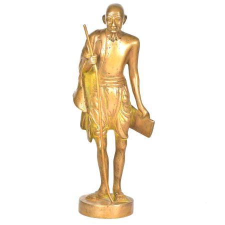 Brass Standing M.K. Gandhi With A Stick & Book