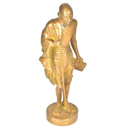 Brass Standing M.K. Gandhi With A Stick & Book