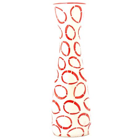 Hand Painted Orange Rings On Ceramic Vase