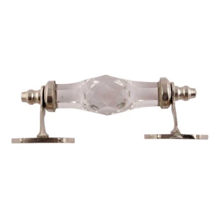 Clear Cut Glass Silver Small Door Handle