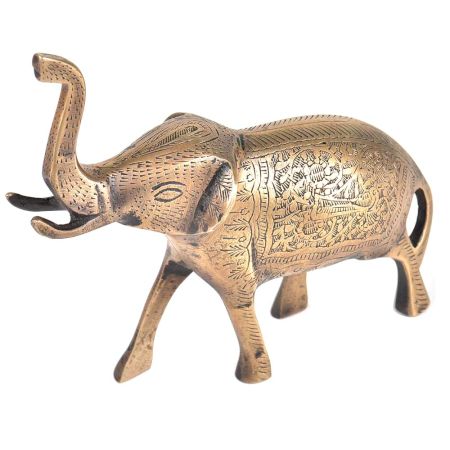 Vintage Brass Elephant Figurine With Raised Trunk