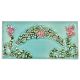 Pink Flowers and leafy design Ceramic Sky Blue Background Tile