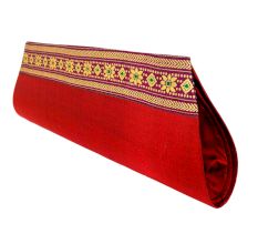 Miharu Red Color Handloom Silk Clutch Bag with Baluchari Motif Weave