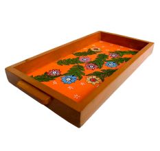 Floral Design Handmade Painting Wooden Tray