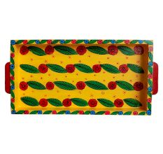 Yellow Color Floral Design Handmade Painting Tray