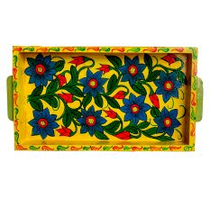 Yellow Color Handcrafted Decorative Platter Pattachitra Painting Tray