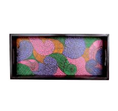 Multi-Color Geometric Design Handmade Painting Wooden Tray